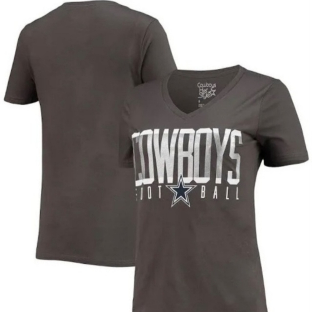 Women's Charcoal Dallas Cowboys Presley V-Neck T-Shirt, Grey